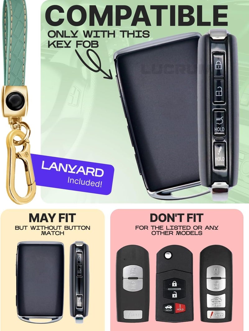 Lucrum Compatible with Mazda Key Fob Cover & Leather Keychain - TPU Case for 3, 6, CX-5 CX-9 CX-30 CX-50 CX-70 (2019-2025) - Image 2